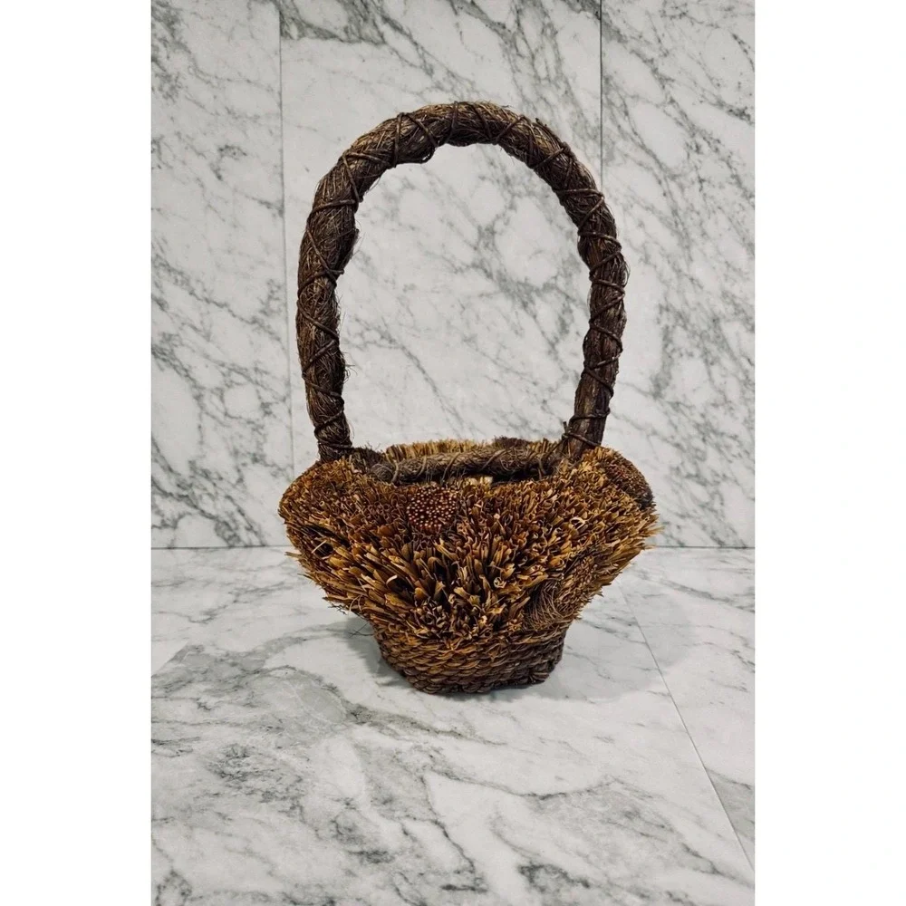 Vintage HBasket with Wrapped Handle Appalachian style made with sticks & vines